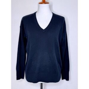 EQUIPMENT FEMME 100% Cashmere XS V Neck‎ Sweater Navy Quiet Luxury Minimalist